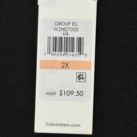 Calvin Klein Womens Faux Wrap Mini Dress Size 2X Black Career Business Neutral - Picture 5 of 14